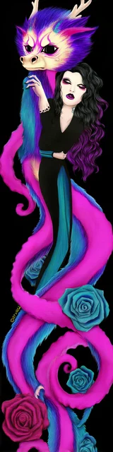 Free dragon bookmark featuring a person trapped by a dragon